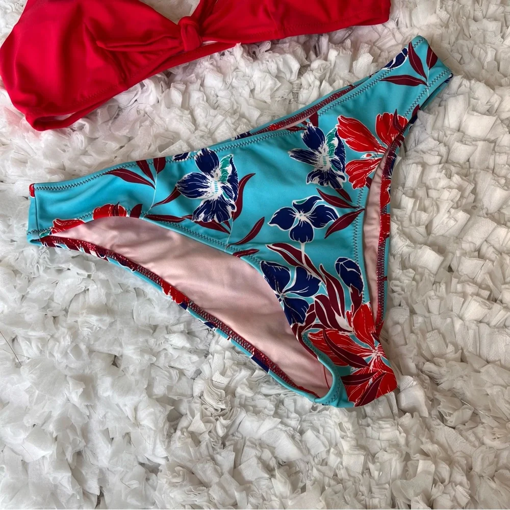 NWT Women's Two Piece Bikini Set Floral Print Knot‎ Bunny Tie SIZE M